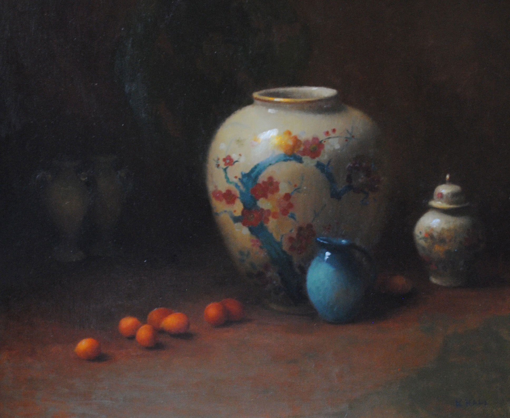 Asian Vase With Kumquats